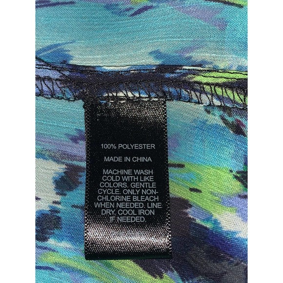 Express Teal Blue Chiffon Keyhole Top 3/4 Sleeve Blouse Size S/P - Picture 6 of 7